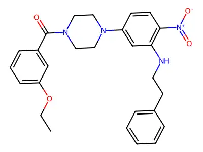 (3-ethoxyphenyl)-[4-[4-nitro-3-(phenethylamino)phenyl]piperazin-1-yl]methanone structure