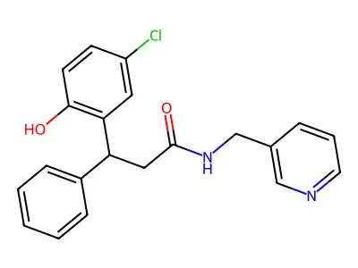 3-(5-chloro-2-hydroxyphenyl)-3-phenyl-N-(pyridin-3-ylmethyl)propanamide structure