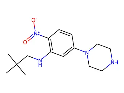 N-(2,2-dimethylpropyl)-2-nitro-5-(piperazin-1-yl)aniline structure