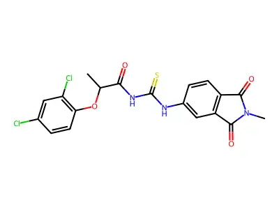 2-(2,4-dichlorophenoxy)-N-[(2-methyl-1,3-dioxoisoindol-5-yl)carbamothioyl]propanamide structure