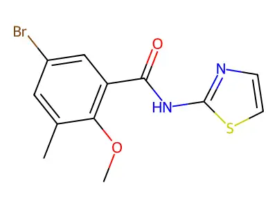 5-bromo-2-methoxy-3-methyl-N-(1,3-thiazol-2-yl)benzamide structure