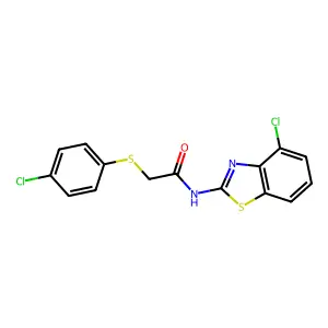 N-(4-chloro-1,3-benzothiazol-2-yl)-2-(4-chlorophenyl)sulfanylacetamide structure