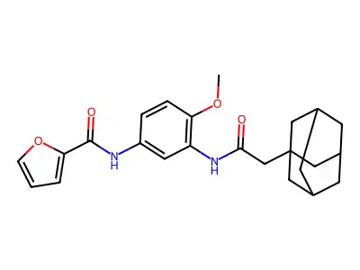 N-[3-[[2-(1-adamantyl)acetyl]amino]-4-methoxyphenyl]furan-2-carboxamide structure