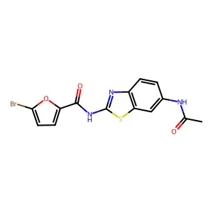 N-(6-acetamido-1,3-benzothiazol-2-yl)-5-bromofuran-2-carboxamide structure