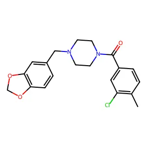 [4-(1,3-benzodioxol-5-ylmethyl)piperazin-1-yl]-(3-chloro-4-methylphenyl)methanone structure