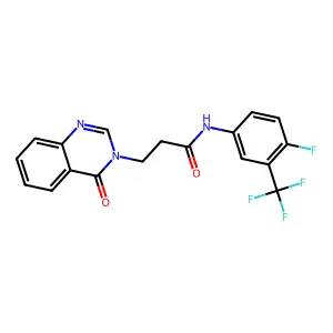 N-[4-fluoro-3-(trifluoromethyl)phenyl]-3-(4-oxoquinazolin-3-yl)propanamide structure