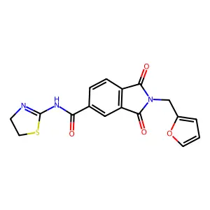 N-(4,5-dihydro-1,3-thiazol-2-yl)-2-(furan-2-ylmethyl)-1,3-dioxoisoindole-5-carboxamide structure