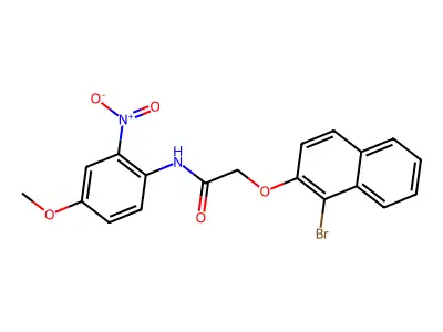 2-(1-bromonaphthalen-2-yl)oxy-N-(4-methoxy-2-nitrophenyl)acetamide structure