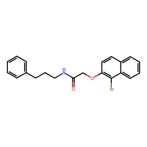 2-(1-bromonaphthalen-2-yl)oxy-N-(3-phenylpropyl)acetamide structure