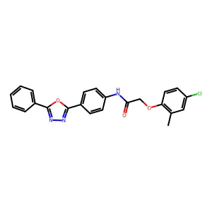2-(4-chloro-2-methylphenoxy)-N-[4-(5-phenyl-1,3,4-oxadiazol-2-yl)phenyl]acetamide structure