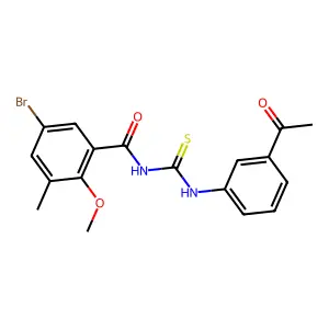 N-[(3-acetylphenyl)carbamothioyl]-5-bromo-2-methoxy-3-methylbenzamide structure