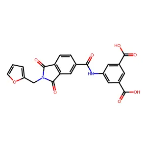 5-(2-(furan-2-ylmethyl)-1,3-dioxoisoindoline-5-carboxamido)isophthalic acid structure