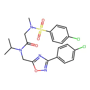 N-[[3-(4-chlorophenyl)-1,2,4-oxadiazol-5-yl]methyl]-2-[(4-chlorophenyl)sulfonyl-methylamino]-N-propan-2-ylacetamide structure