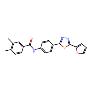 N-[4-[5-(furan-2-yl)-1,3,4-oxadiazol-2-yl]phenyl]-3,4-dimethylbenzamide structure