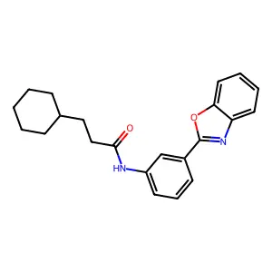 N-[3-(1,3-benzoxazol-2-yl)phenyl]-3-cyclohexylpropanamide structure