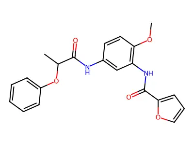N-[2-methoxy-5-(2-phenoxypropanoylamino)phenyl]furan-2-carboxamide structure