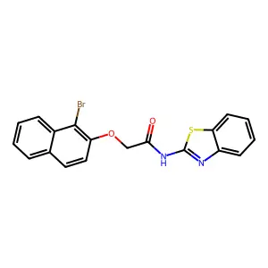 N-(1,3-benzothiazol-2-yl)-2-(1-bromonaphthalen-2-yl)oxyacetamide structure