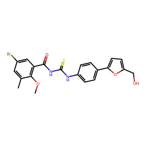 5-bromo-N-[[4-[5-(hydroxymethyl)furan-2-yl]phenyl]carbamothioyl]-2-methoxy-3-methylbenzamide structure