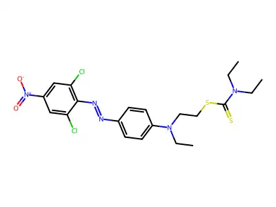 2-[{4-[(2,6-Dichloro-4-nitrophenyl)diazenyl]phenyl}(ethyl)amino]ethyl diethylcarbamodithioate structure