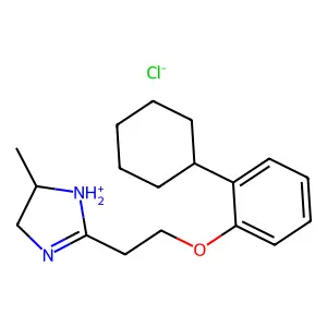 2-Imidazoline, 2-(1-(o-cyclohexylphenoxy)ethyl)-5-methyl-, hydrochloride structure