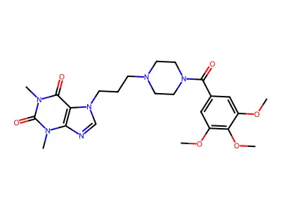 1H-Purine-2,6-dione, 3,7-dihydro-1,3-dimethyl-7-(3-(4-(3,4,5-trimethoxybenzoyl)-1-piperazinyl)propyl)- structure