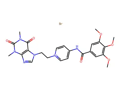 Pyridinium, 1-(2-(1,3-dimethyl-2,6-dioxo-2,3,6,7-tetrahydro-1H-purin-7-yl)ethyl)-4-((3,4,5-trimethoxybenzoyl)amino)-, bromide structure