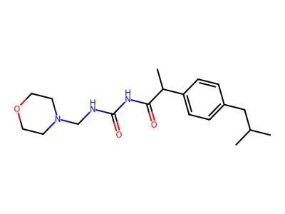 Urea, 1-(2-(p-isobutylphenyl)propionyl)-3-(morpholinomethyl)- structure