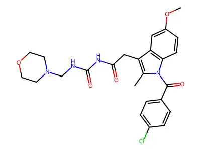 1H-Indole-3-acetamide, 1-(4-chlorobenzoyl)-5-methoxy-2-methyl-N-(((4-morpholinylmethyl)amino)carbonyl)- structure