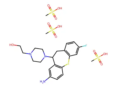 1-Piperazineethanol, 4-(8-amino-10,11-dihydro-3-fluorodibenzo(b,f)thiepin-10-yl)-, trimethanesulfonate, dihydrate structure