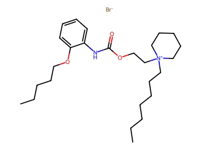 Piperidinium, 1-(2-hydroxyethyl)-1-heptyl-, bromide, o-(pentyloxy)carbanilate structure