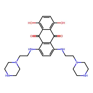 9,10-Anthracenedione, 1,4-dihydroxy-5,8-bis((2-(1-piperazinyl)ethyl)amino)- structure
