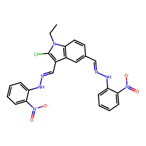 N-[[2-CHLORO-1-ETHYL-5-[[(2-NITROPHENYL)HYDRAZINYLIDENE]METHYL]INDOL-3-YL]METHYLIDENEAMINO]-2-NITRO-ANILINE structure