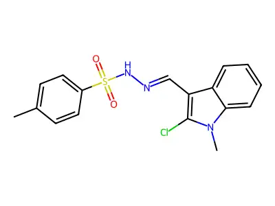 N-[(2-chloro-1-methylindol-3-yl)methylideneamino]-4-methylbenzenesulfonamide structure