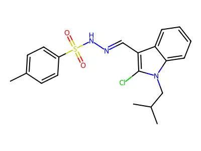 N-[(E)-[2-chloro-1-(2-methylpropyl)indol-3-yl]methylideneami structure
