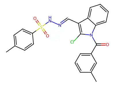 N-[(E)-[2-chloro-1-(3-methylbenzoyl)indol-3-yl]methylideneam structure