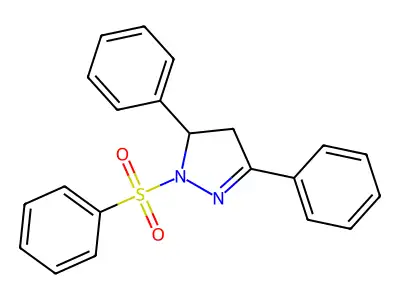 3,5-diphenyl-1-(phenylsulfonyl)-4,5-dihydro-1H-pyrazole structure