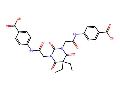 1,3(2H,4H)-Pyrimidine-2,4,6-trione, 5,5-diethyldihydro-1,3-bis(carboxyphenylcarbamoylmethyl)- structure