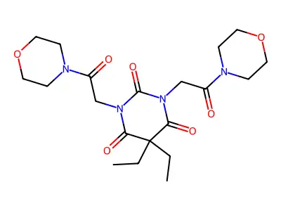 Morpholine, 4,4'-((5,5-diethyldihydro-2,4,6-trioxo-1,3(2H,4H)-pyrimidinyl)bis(1-oxo-2,1-ethanediyl)bis- structure