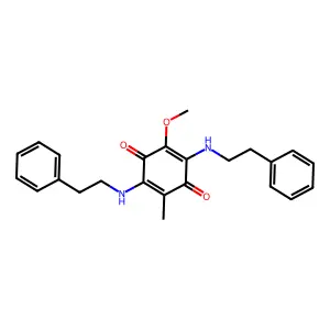 2-Methoxy-5-methyl-3,6-bis(phenethylamino)cyclohexa-2,5-diene-1,4-dione structure