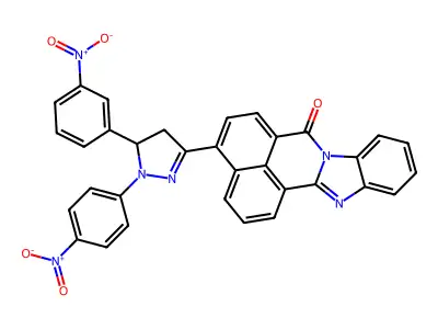 7H-Benzimidazo[2,1-a]benz[de]isoquinolin-7-one, 4-[4,5-dihydro-5-(3-nitrophenyl)-1-(4-nitrophenyl)-1H-pyrazol-3-yl]- structure