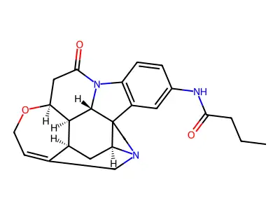 N-(10-Oxostrychnidin-2-yl)butanimidic acid structure