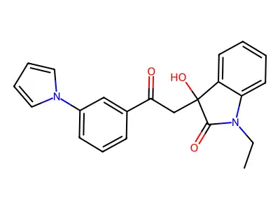 1-ethyl-3-hydroxy-3-{2-oxo-2-[3-(1H-pyrrol-1-yl)phenyl]ethyl}-1,3-dihydro-2H-indol-2-one structure