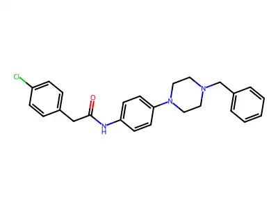 N-[4-(4-benzylpiperazin-1-yl)phenyl]-2-(4-chlorophenyl)acetamide structure