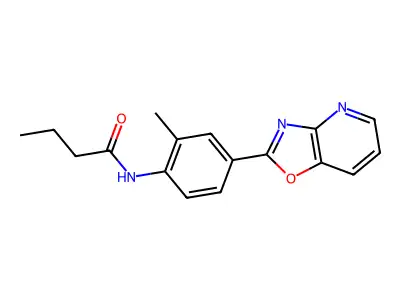 N-[2-methyl-4-([1,3]oxazolo[4,5-b]pyridin-2-yl)phenyl]butanamide structure