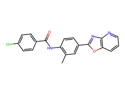4-chloro-N-[2-methyl-4-([1,3]oxazolo[4,5-b]pyridin-2-yl)phenyl]benzamide structure