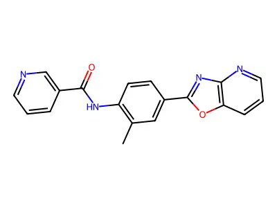 N-[2-methyl-4-([1,3]oxazolo[4,5-b]pyridin-2-yl)phenyl]pyridine-3-carboxamide structure