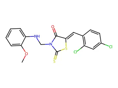 5-[(2,4-Dichlorophenyl)methylene]-3-[[(2-methoxyphenyl)amino]methyl]-2-thioxo-4-thiazolidinone structure