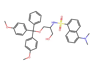 N-[2-[Bis(4-methoxyphenyl)phenylmethoxy]-1-(hydroxymethyl)ethyl]-5-(dimethylamino)-1-naphthalenesulfonamide structure