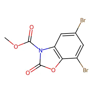 Methyl 5,7-dibromo-2-oxo-1,3-benzoxazole-3(2H)-carboxylate structure