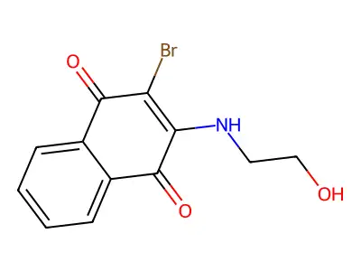 2-Bromo-3-((2-hydroxyethyl)amino)-1,4-naphthoquinone structure